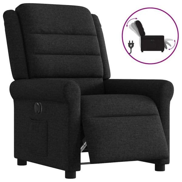 vidaXL Poltrona Elétrica Reclinável Tecido Preto - 4234379720