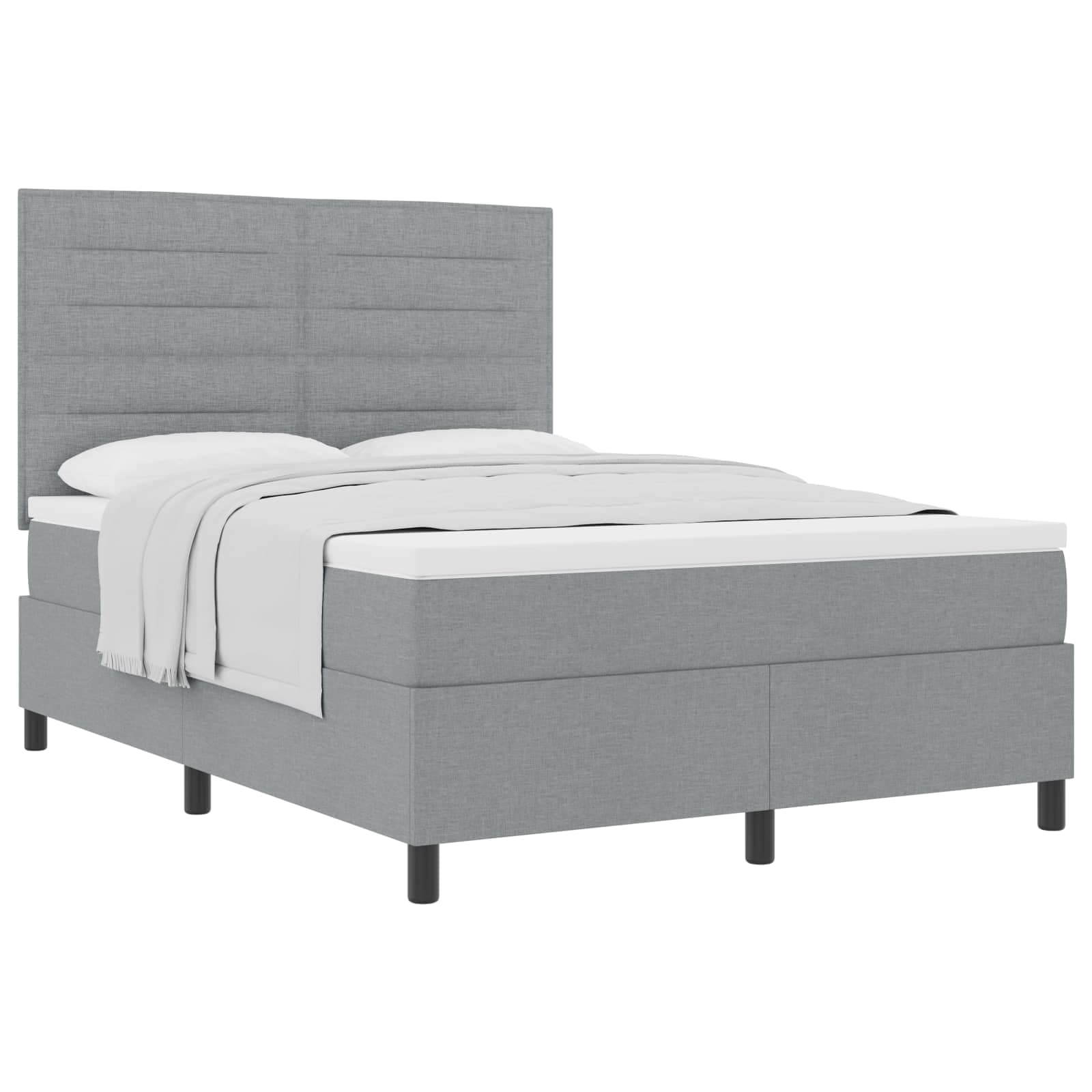 vidaXL Cama Box Spring com Colchão Cinza Claro 140x200 cm Tecido - 2221714169
