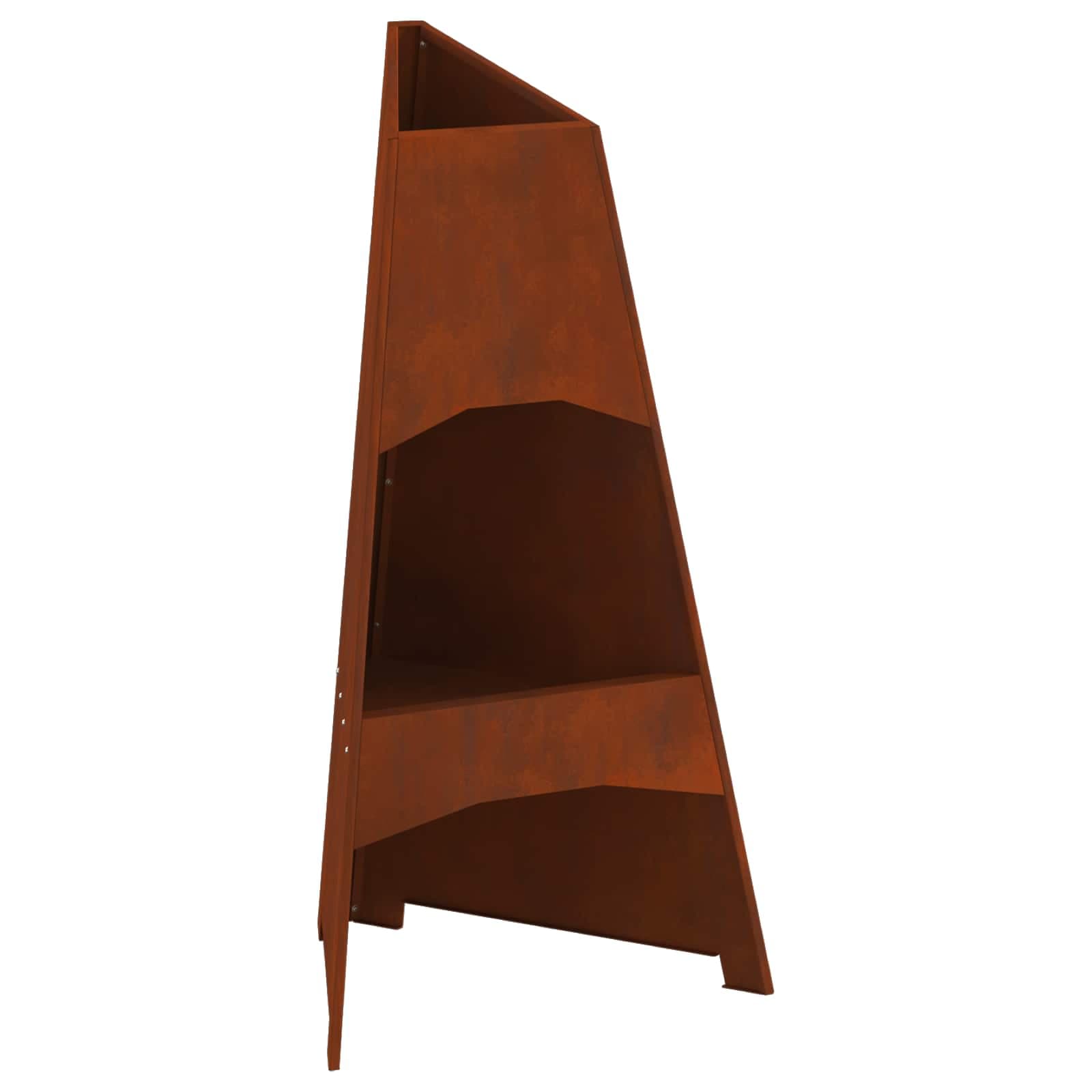 vidaXL Fire Pit Castanho 50 x 50 x 95 cm Aço resistente às intempéries