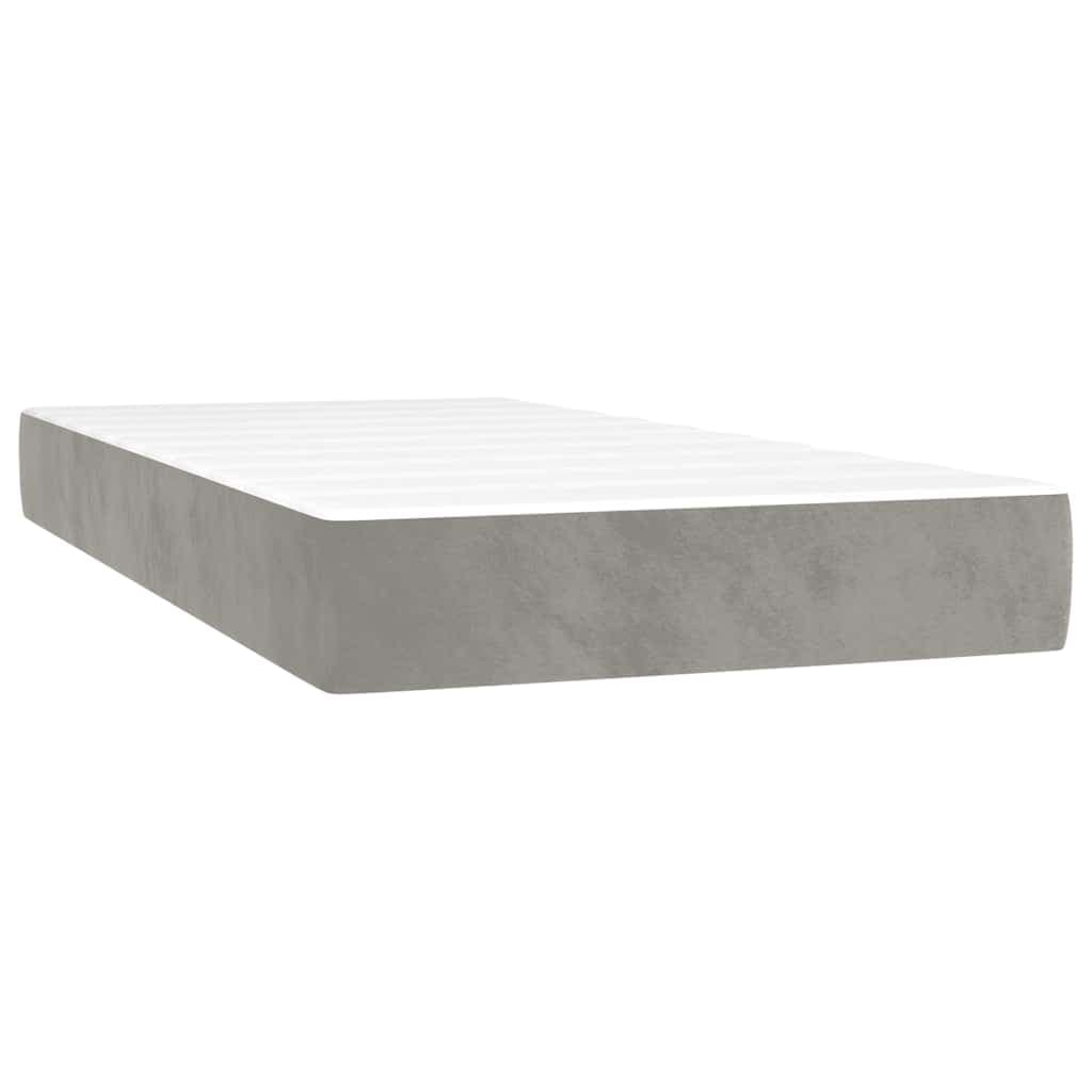 vidaXL Colchão de molas ensacadas firmeza média 90x210x20 cm veludo cinza-claro