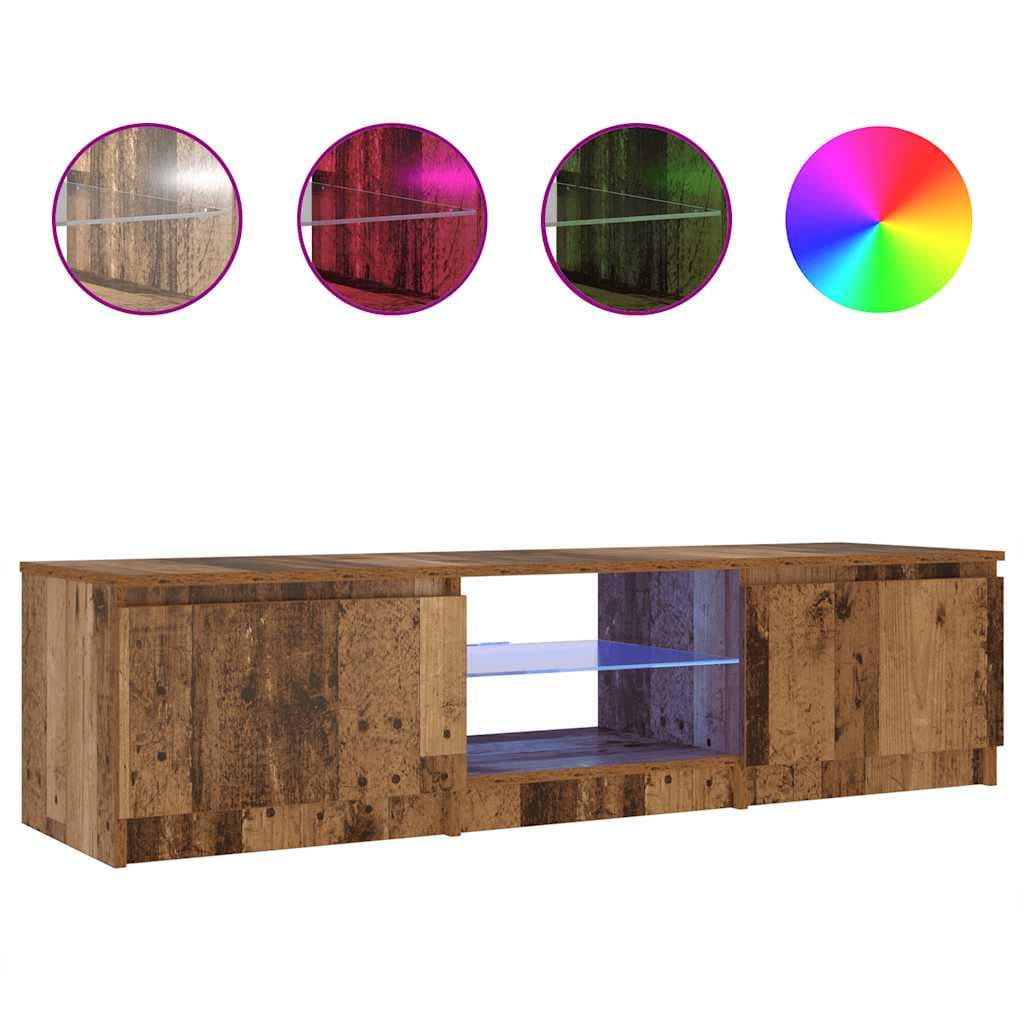 vidaXL Móvel de TV com Luzes led Derivados de Madeira Madeira Velha - 1138047346