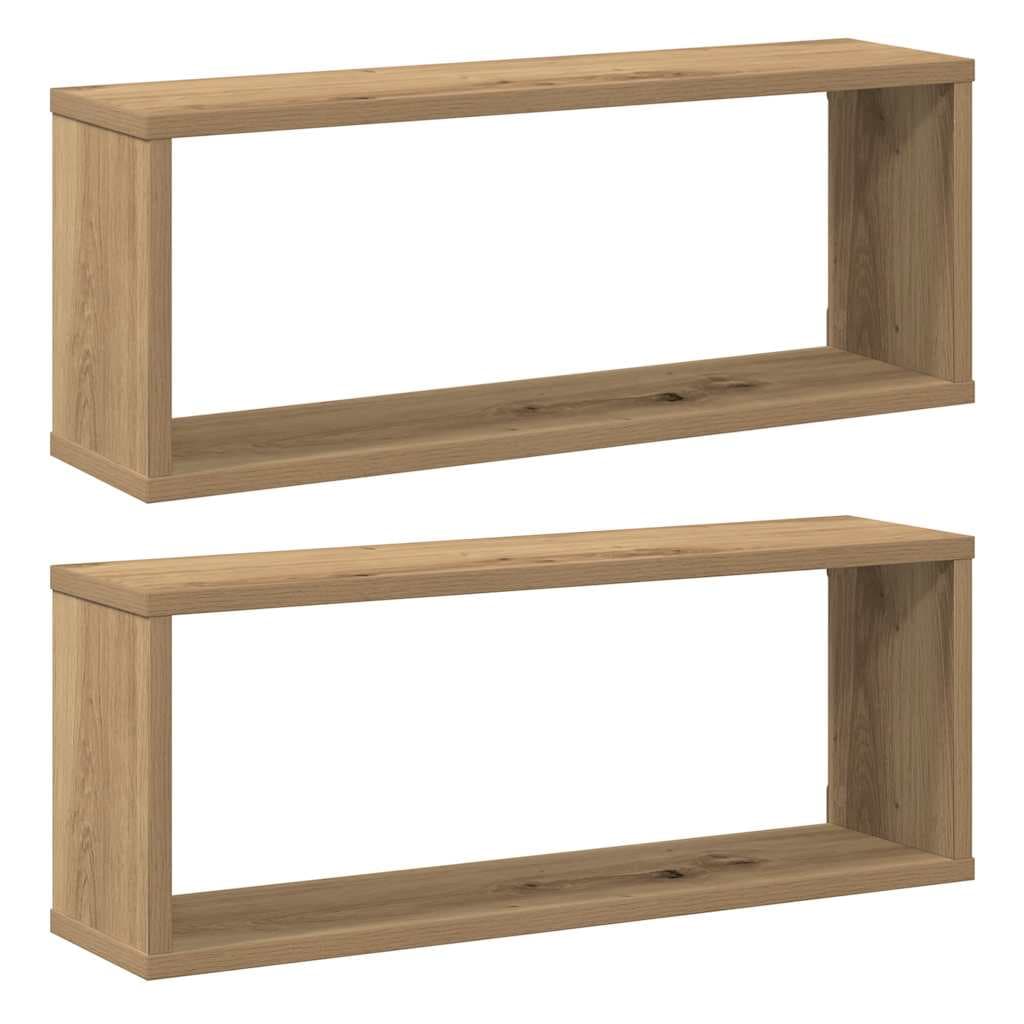 vidaXL Prateleiras parede cubo 2 pcs deriv. madeira carvalho artisiano