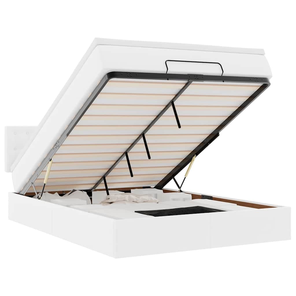 vidaXL Estrutura de cama otomana com colchão 140x190 cm branca