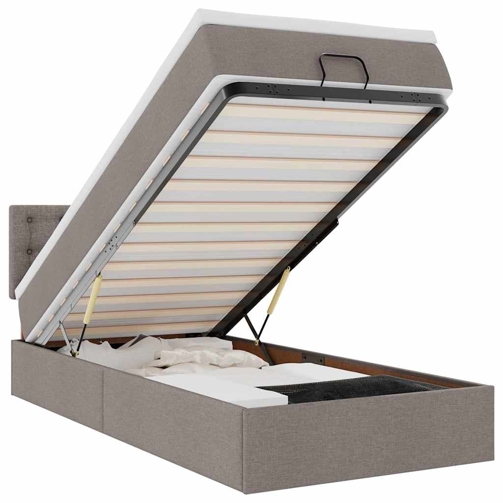 vidaXL Cama otomana com colchão 100x200 cm tecido cinza