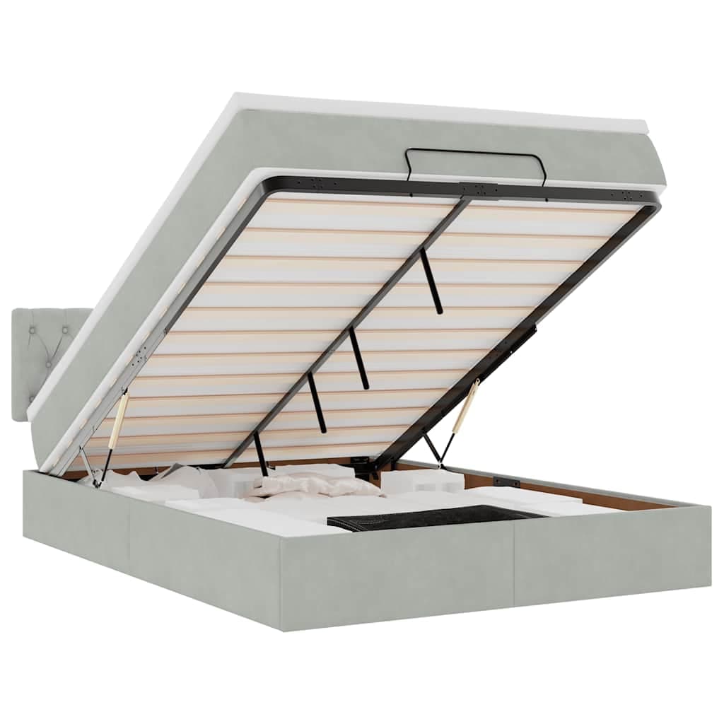 vidaXL Estrutura de cama otomana com colchão 140x190 cm cinzento claro