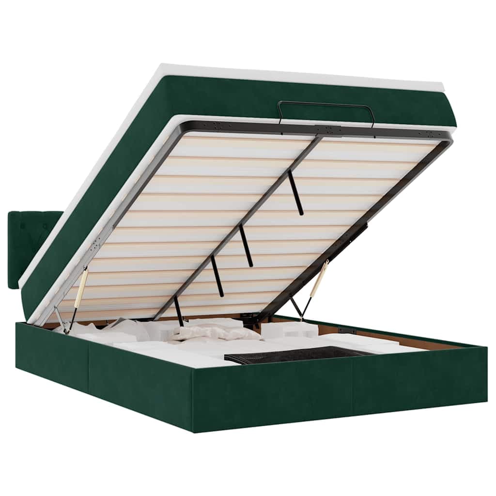 vidaXL Estrutura de cama otomana com colchão 140x200 cm verde escuro