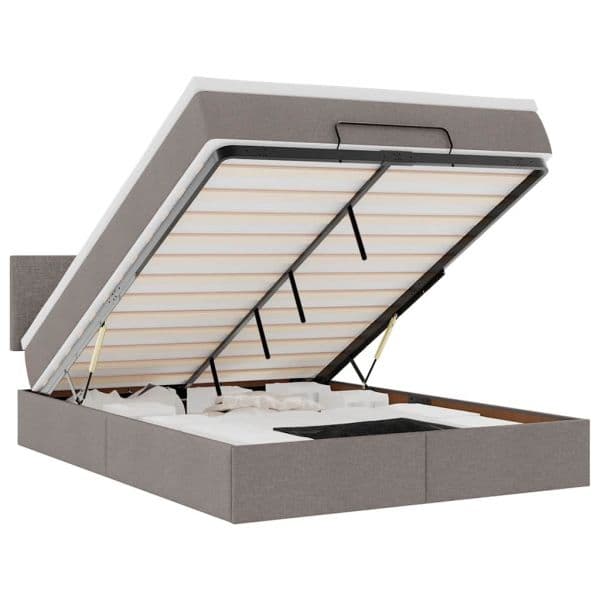 vidaXL Cama Otomana com Colchão & Leds 140x200 cm Tecido Cinza - 2588612310