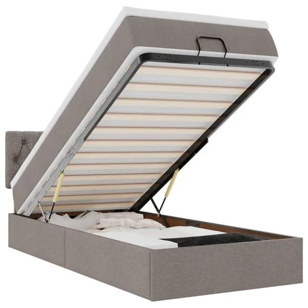 vidaXL Estrutura de Cama Otomana com Colchão Tecido Cinzento 80x200cm - 1034637075