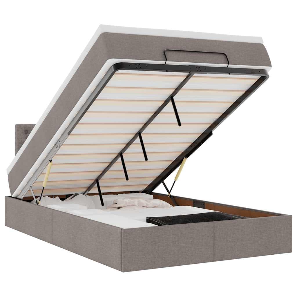 vidaXL Cama Otomana com colchão & LEDs 120x190cm cinza-acastanhado