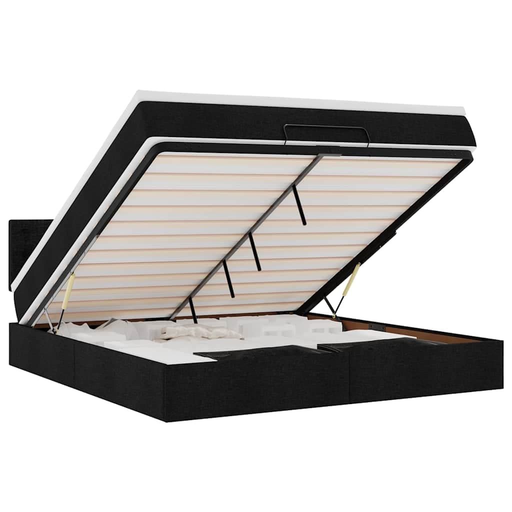 vidaXL Estrutura de Cama Otomana com Colchão 160x200 cm Tecido Preto - 321827448