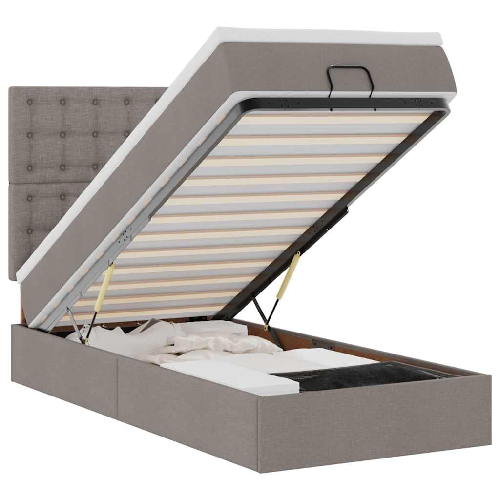 vidaXL Estrutura de cama otomana com colchão tecido cinzento 90x190cm