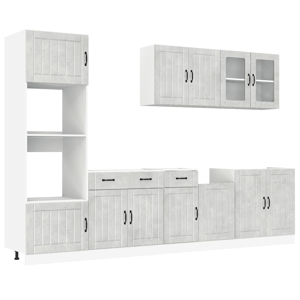 vidaXL 7 Peças Armário de Cozinha Conjunto Kalmar Cinzento Cimento - 1991802333