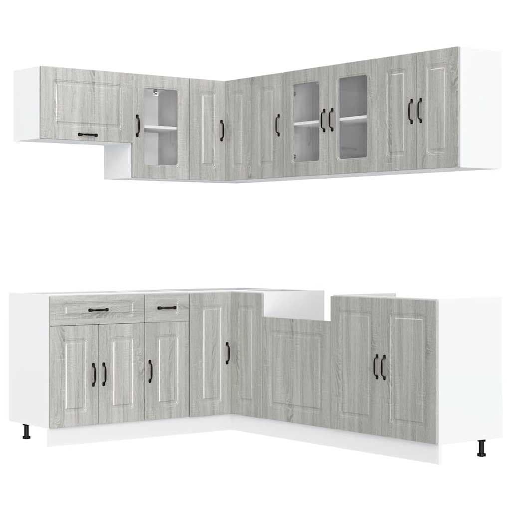 vidaXL 11 peças armário de cozinha conjunto Kalmar cinza sonoma
