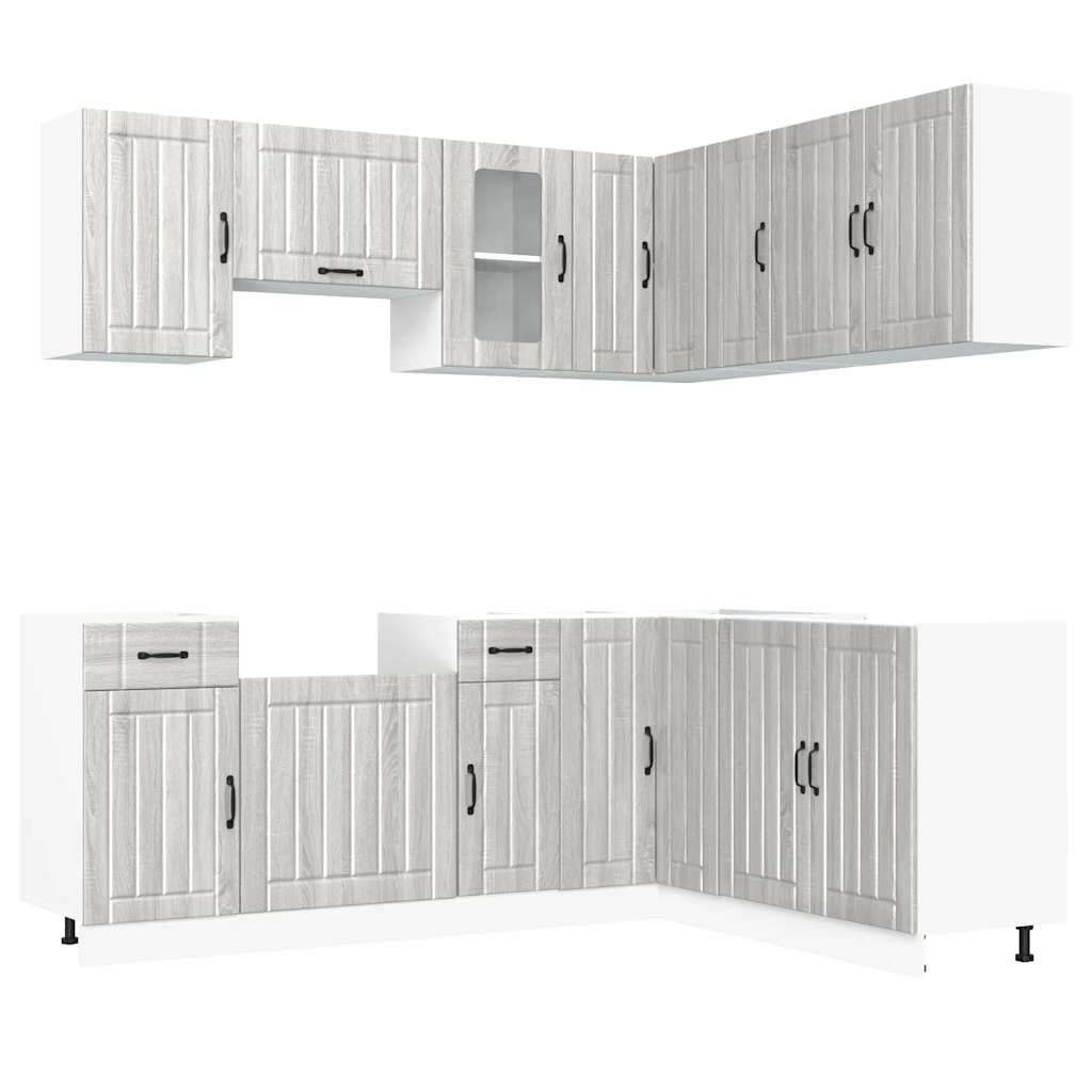 vidaXL 11 peças armário de cozinha conjunto Lucca cinza sonoma