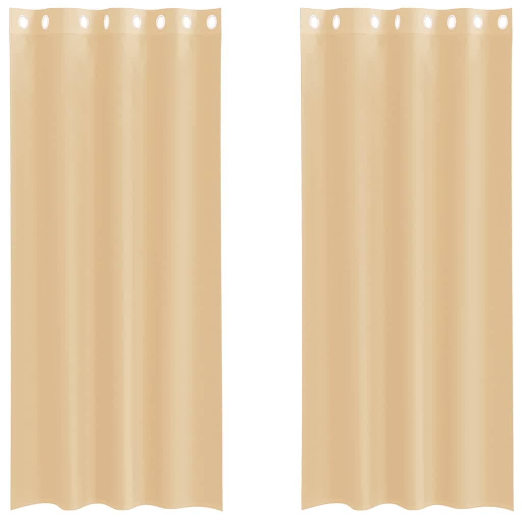 vidaXL Cortinas de Voile com Ilhós 2 Peças Areia - 3009841945