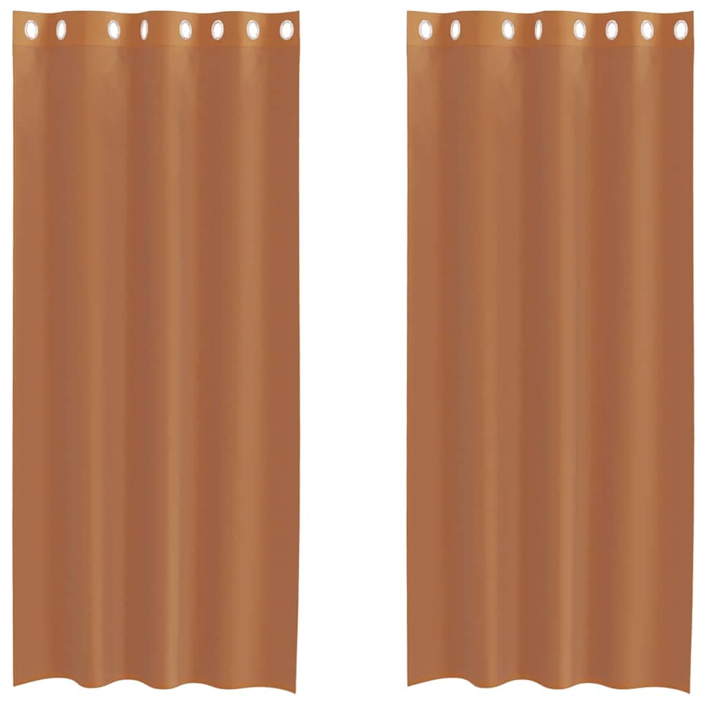 vidaXL Cortinas de voile com ilhós 2 pcs terracota