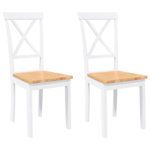 vidaXL Cadeiras de Jantar 2 Peças Madeira de Seringueira Maciça Branco - 436190931