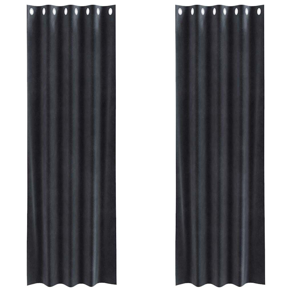 vidaXL Cortinas opacas 2 pcs Cinza Escuro 140 x 260 cm Veludo