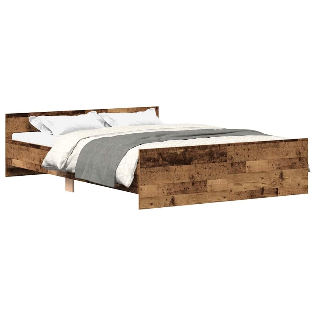 vidaXL Estrutura de cama sem colchão 135x190 cm madeira velha
