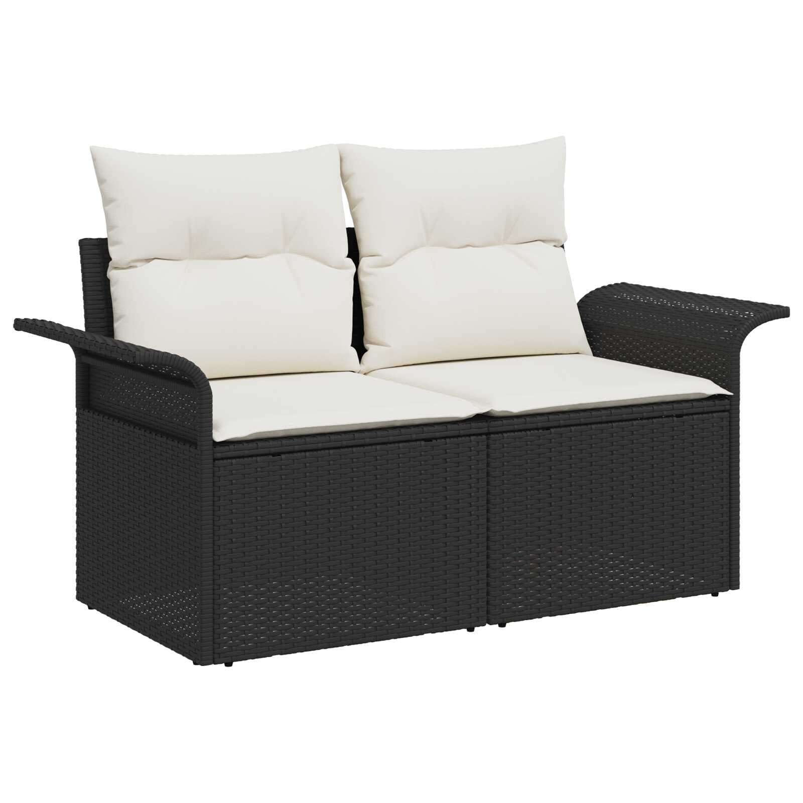 vidaXL Sofá de jardim com almofada Preto 141 x 62 x 69cm vime PE