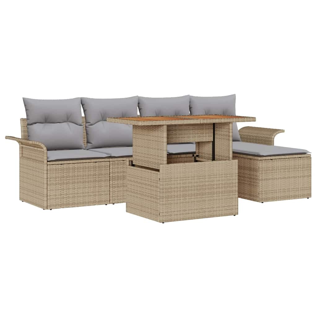 vidaXL Conjunto de Sofá de Jardim 6 pcs bege e cinzento claro