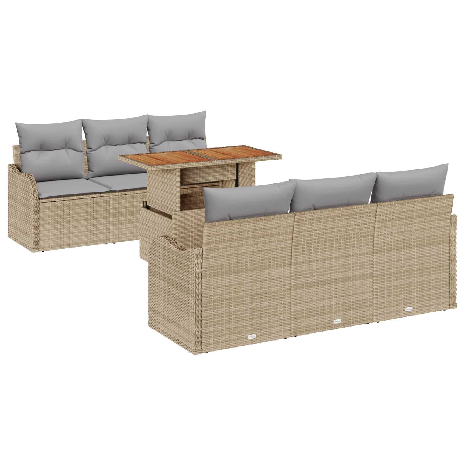 vidaXL Conjunto de Sofá de Jardim 7 pcs Bege e Cinza Claro vime PE
