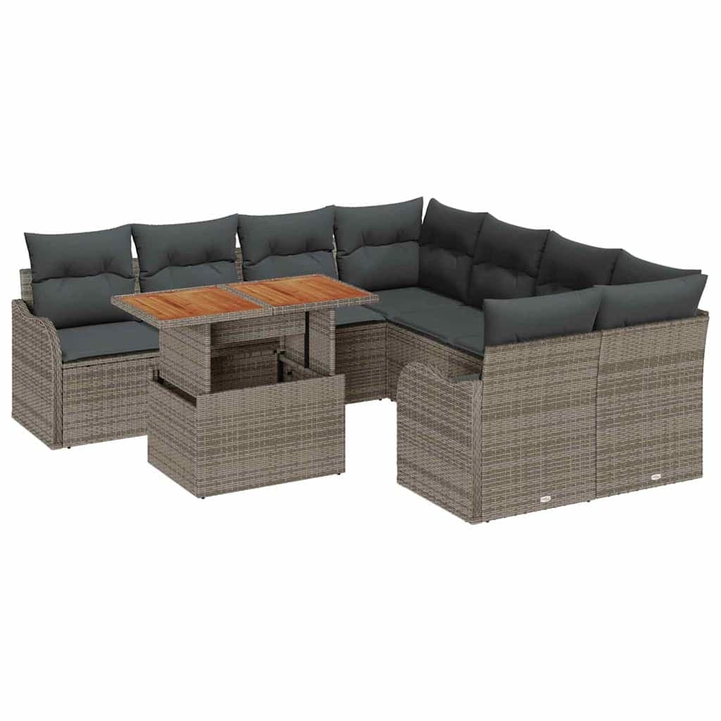 vidaXL Conjunto de Sofá de Jardim com almofada Manual 7 pcs Cinzeto