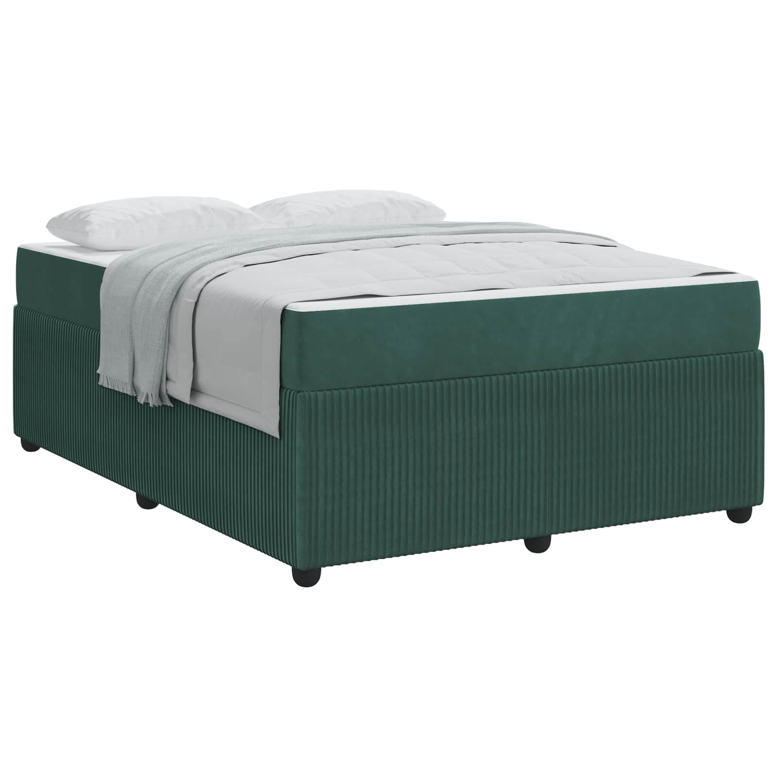 vidaXL Estrutura da Cama com colchão Verde Escuro 140 x 200 cm tecido
