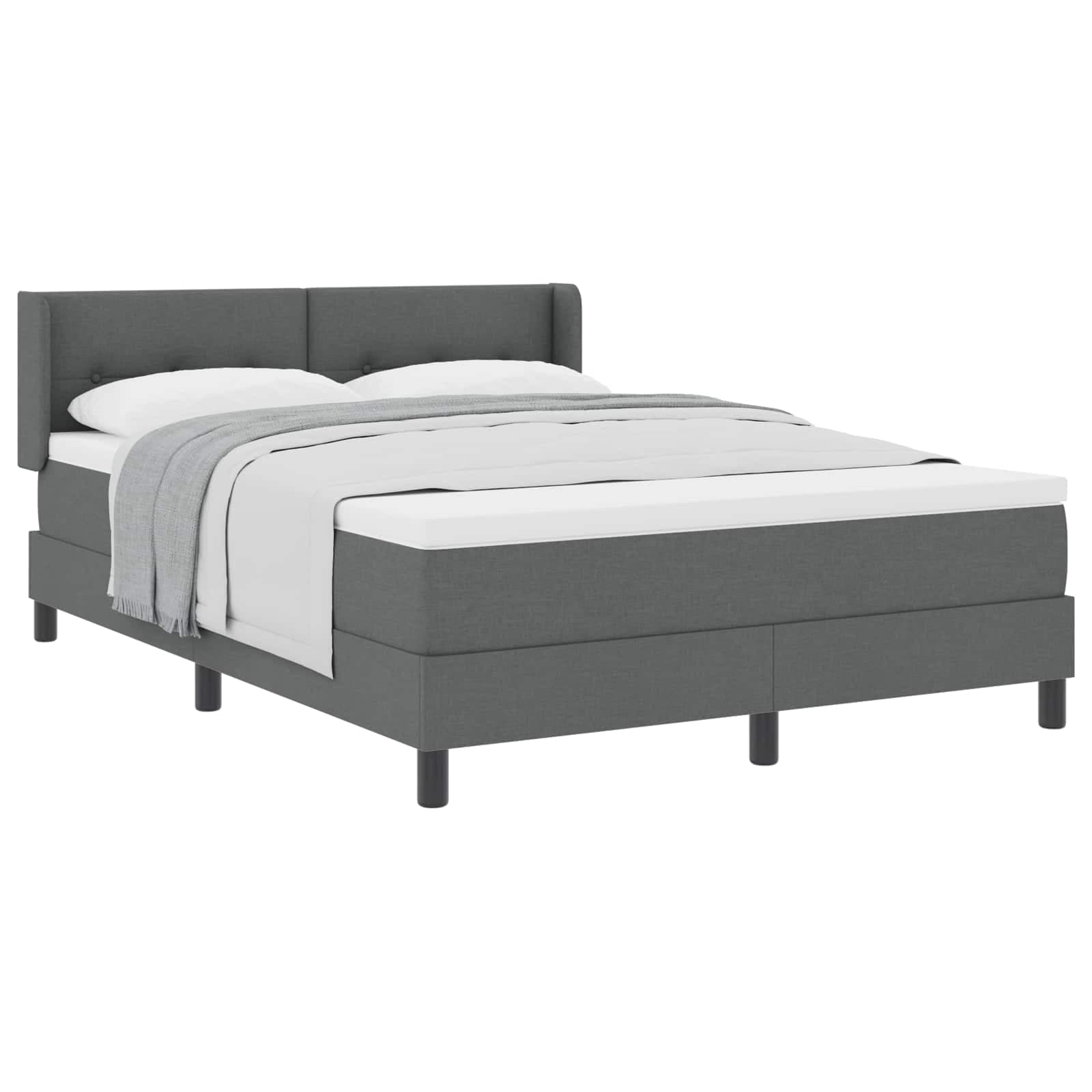 vidaXL Cama Box com cabeceira Manual Cinza Escuro 200 x 140 cm tecido