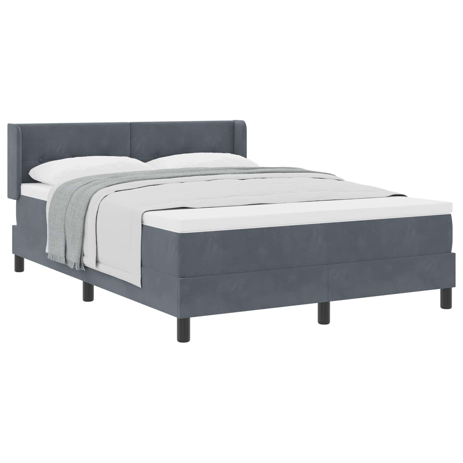 vidaXL Cama Box Spring com Colchão Cinza Escuro 140x200 cm Veludo - 2957021807