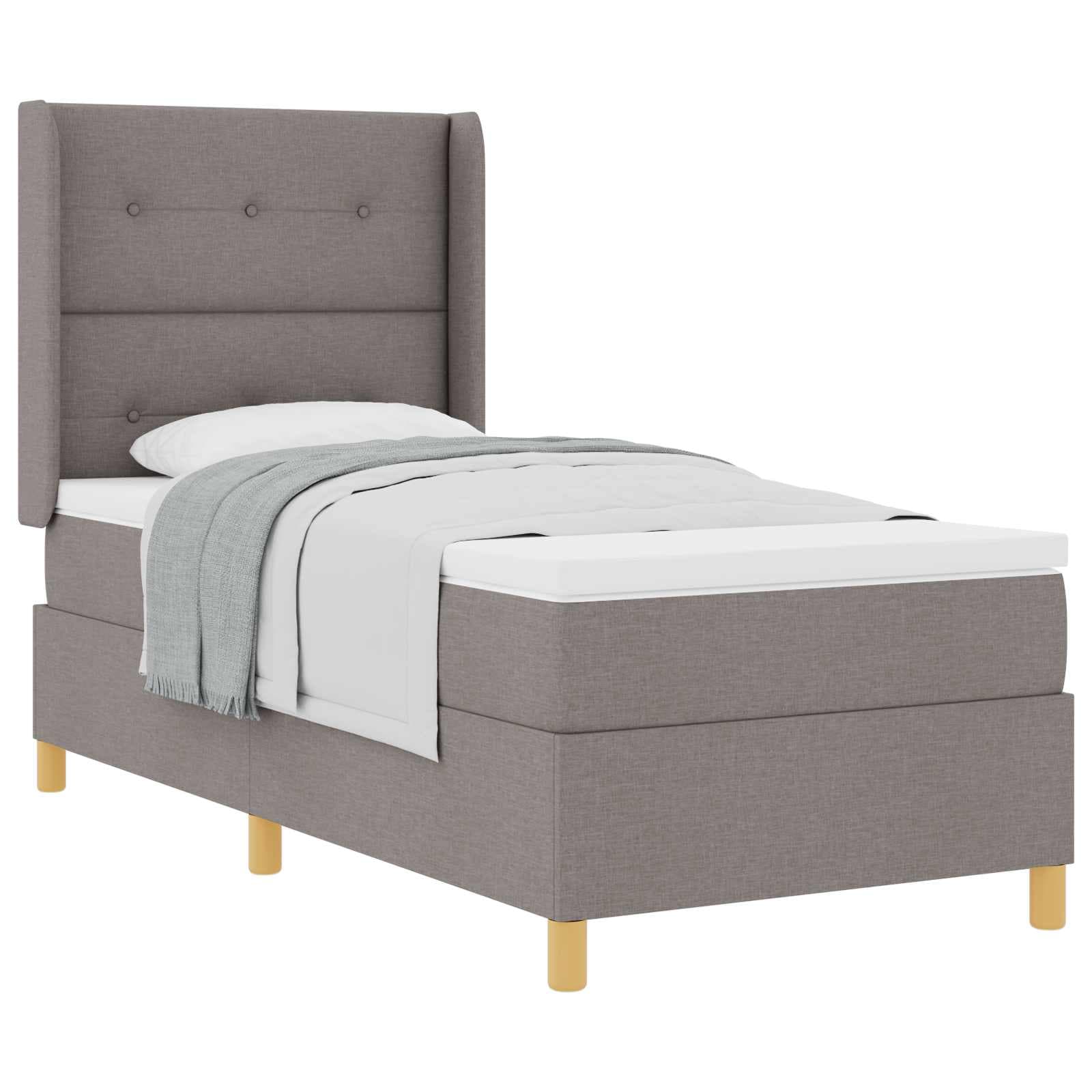 vidaXL Cama Box Spring com Colchão Taupe 100x200 cm Tecido - 1038305041