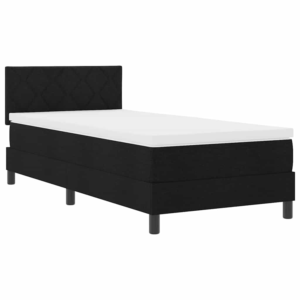 vidaXL Cama Box com colchão com led Preto 100 x 200 cm tecido