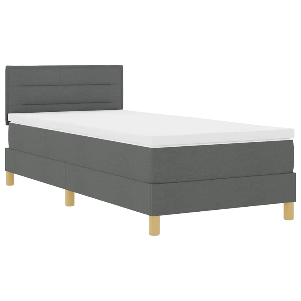 vidaXL Cama Box com Colchão & led Cinza Escuro 100x200 cm Tecido - 3670925121