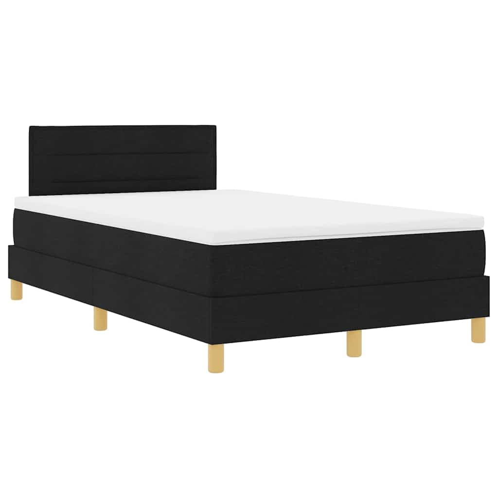 vidaXL Cama Box Spring LED com fitas LED Preto 120 x 190 cm tecido