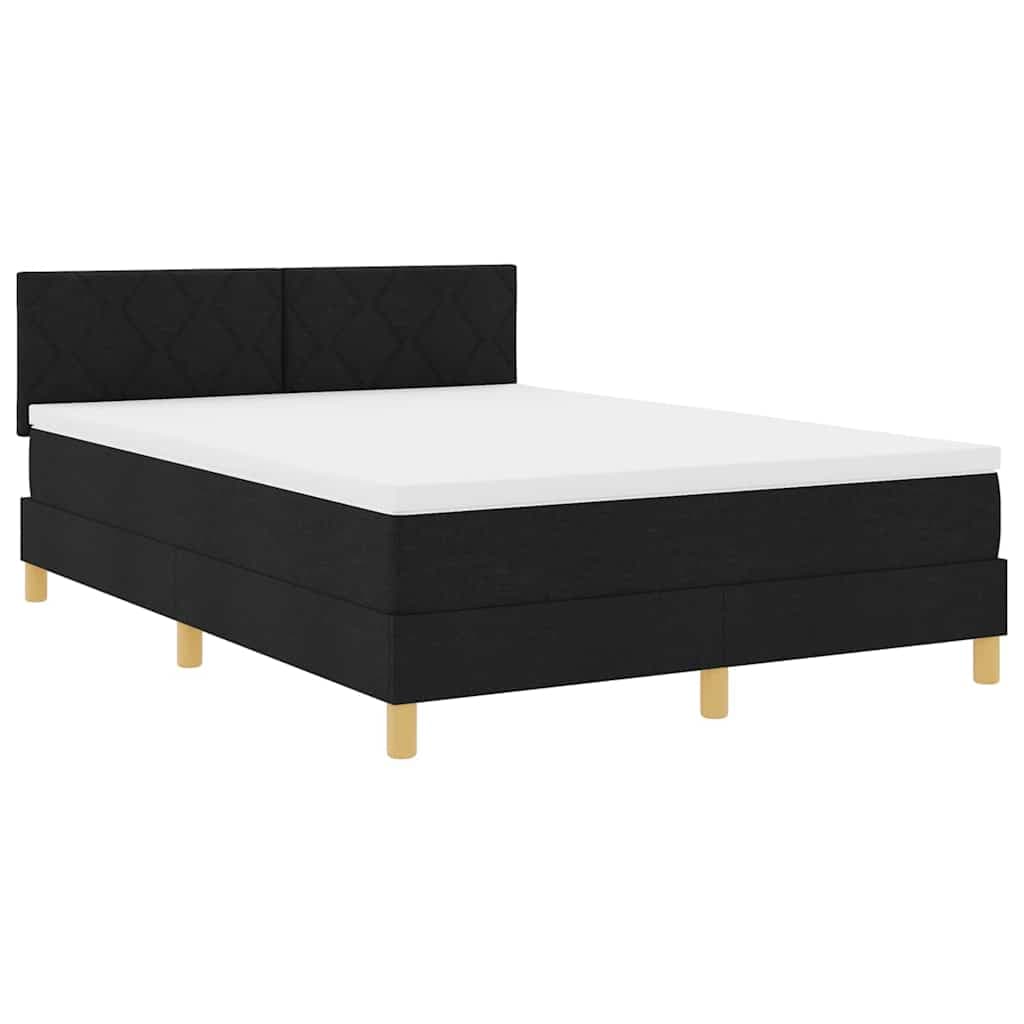 vidaXL Cama Box Spring LED com fitas LED Preto 160 x 200 cm tecido