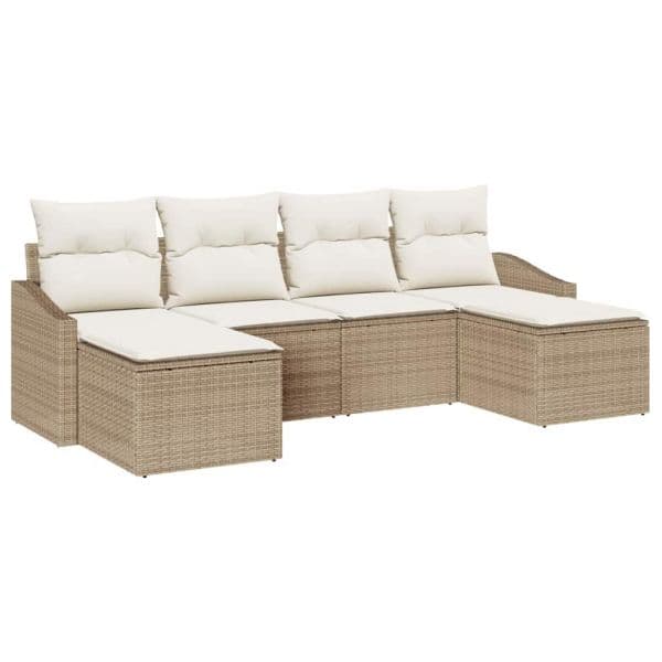 vidaXL Conjunto de Jantar para Jardim com Almofada 6 Peças Bege e Creme - 738613661