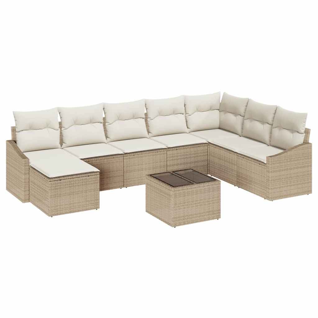 vidaXL Conjunto de Sofá de Jardim 8 Peças Bege e Creme Vime Pe - 506477343