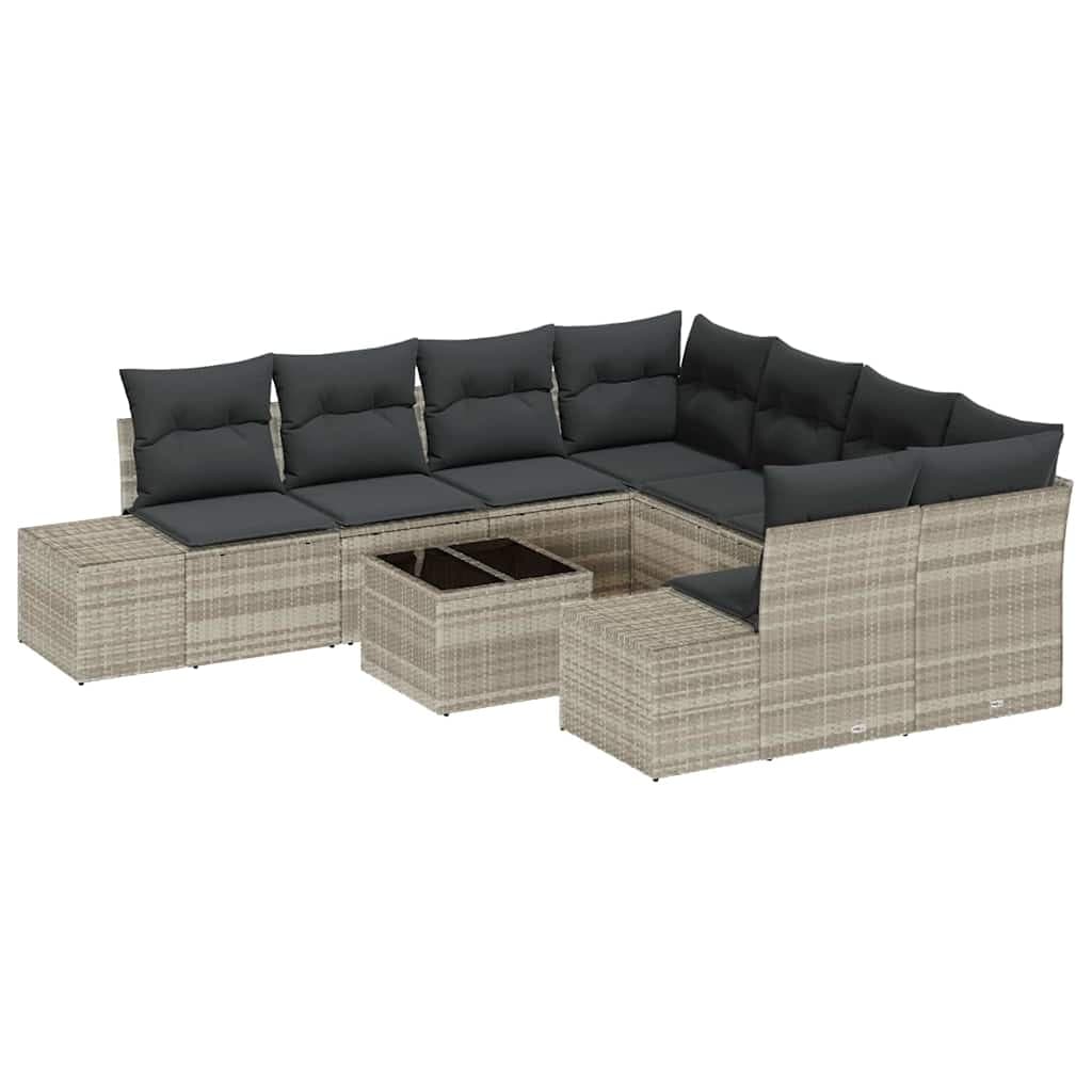 vidaXL Conjunto de Sofá de Jardim 9 pcs Cinza Claro e Cinza Escuro