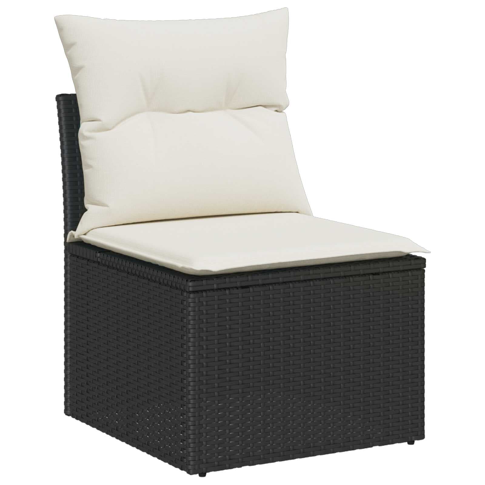 vidaXL Conjunto de Sofá de Jardim 10 pcs Preto e Creme vime PE