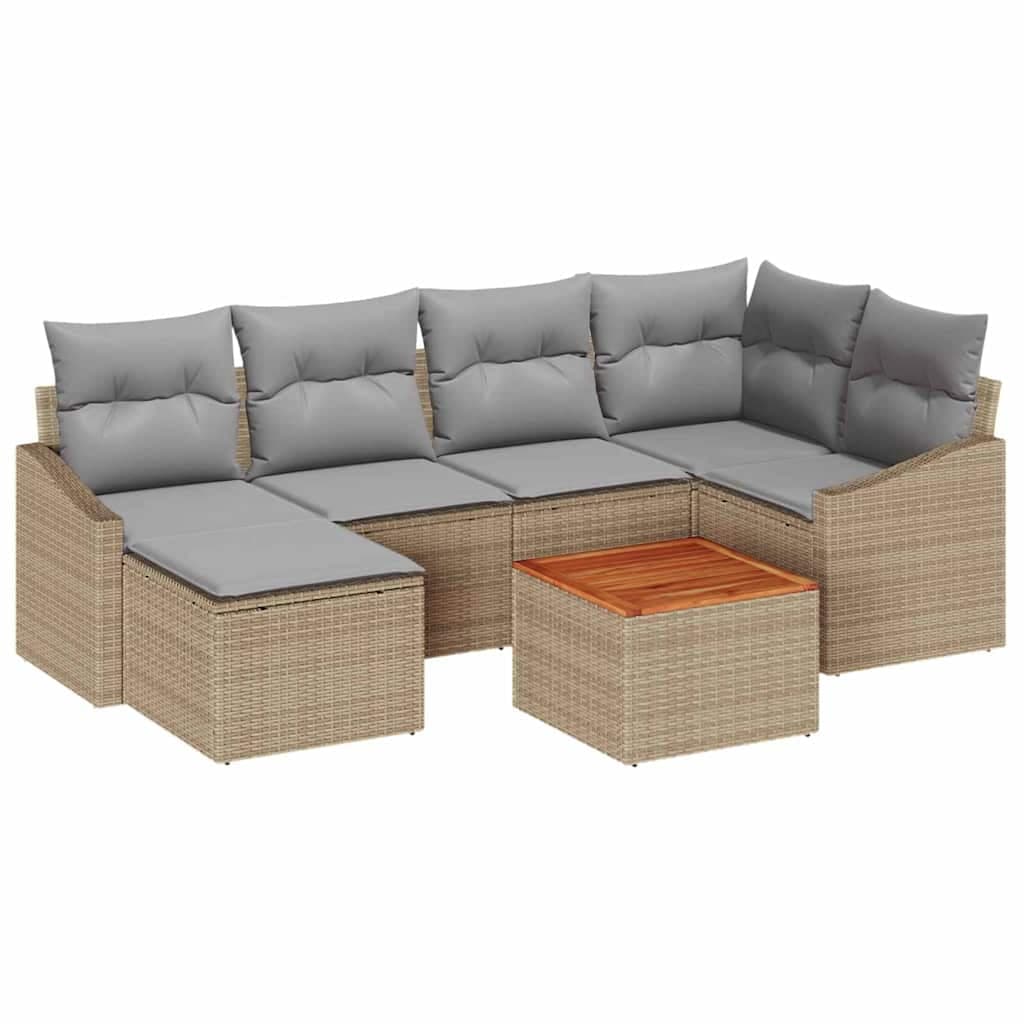 vidaXL Conjunto de Sofá de Jardim 7 pcs Bege e Cinza Claro vime PE