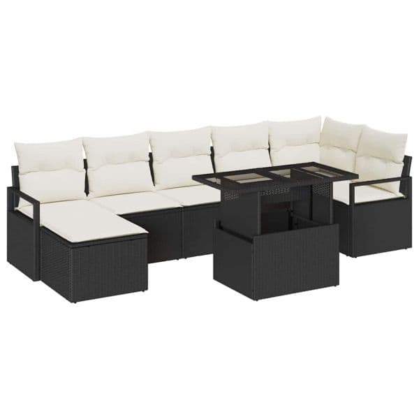 vidaXL Conjunto de Sofá de Jardim 8 Peças Preto Rattan Sintético - 2219388751
