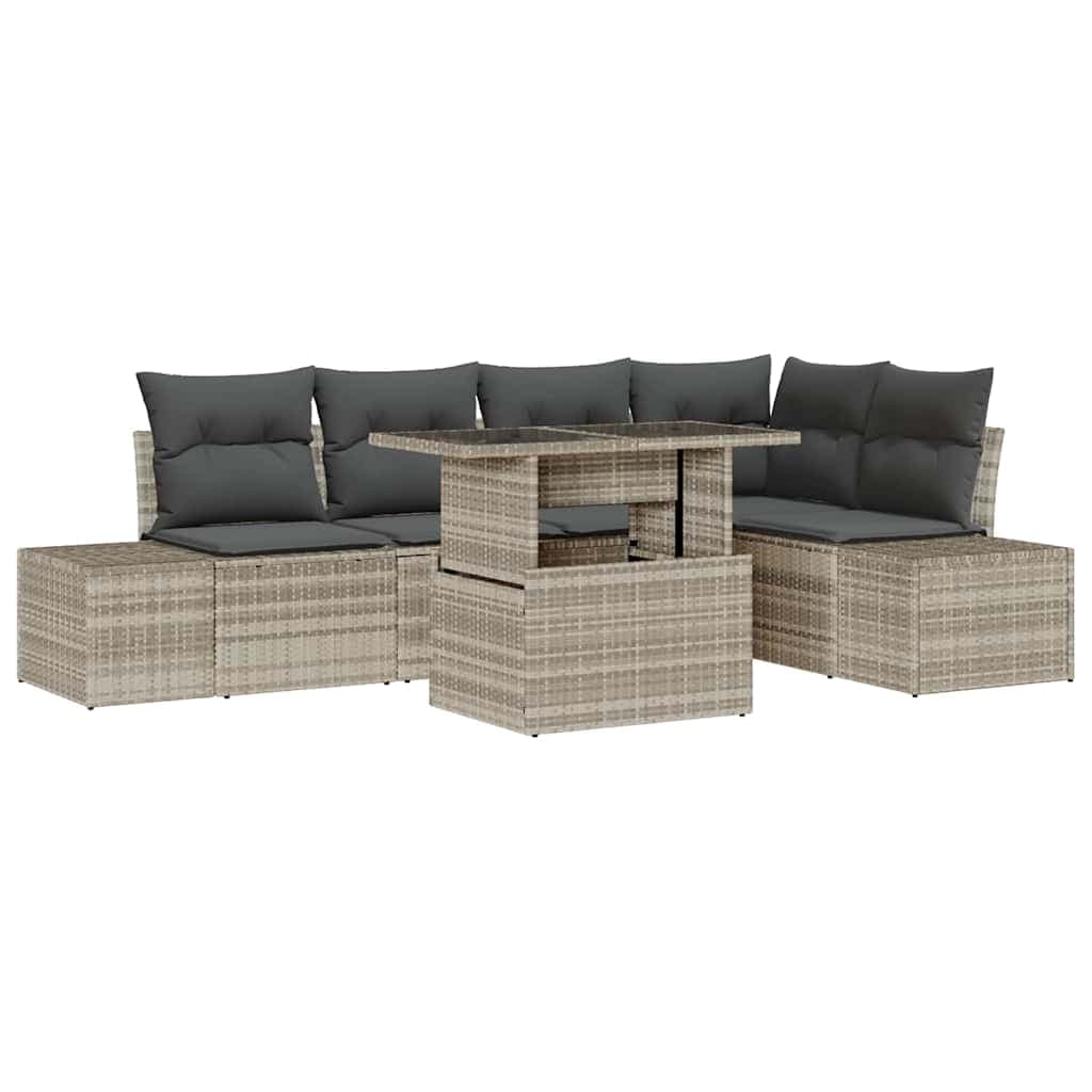 vidaXL Conjunto de Sofá de Jardim 6 Peças Cinzento-claro - 3444178559