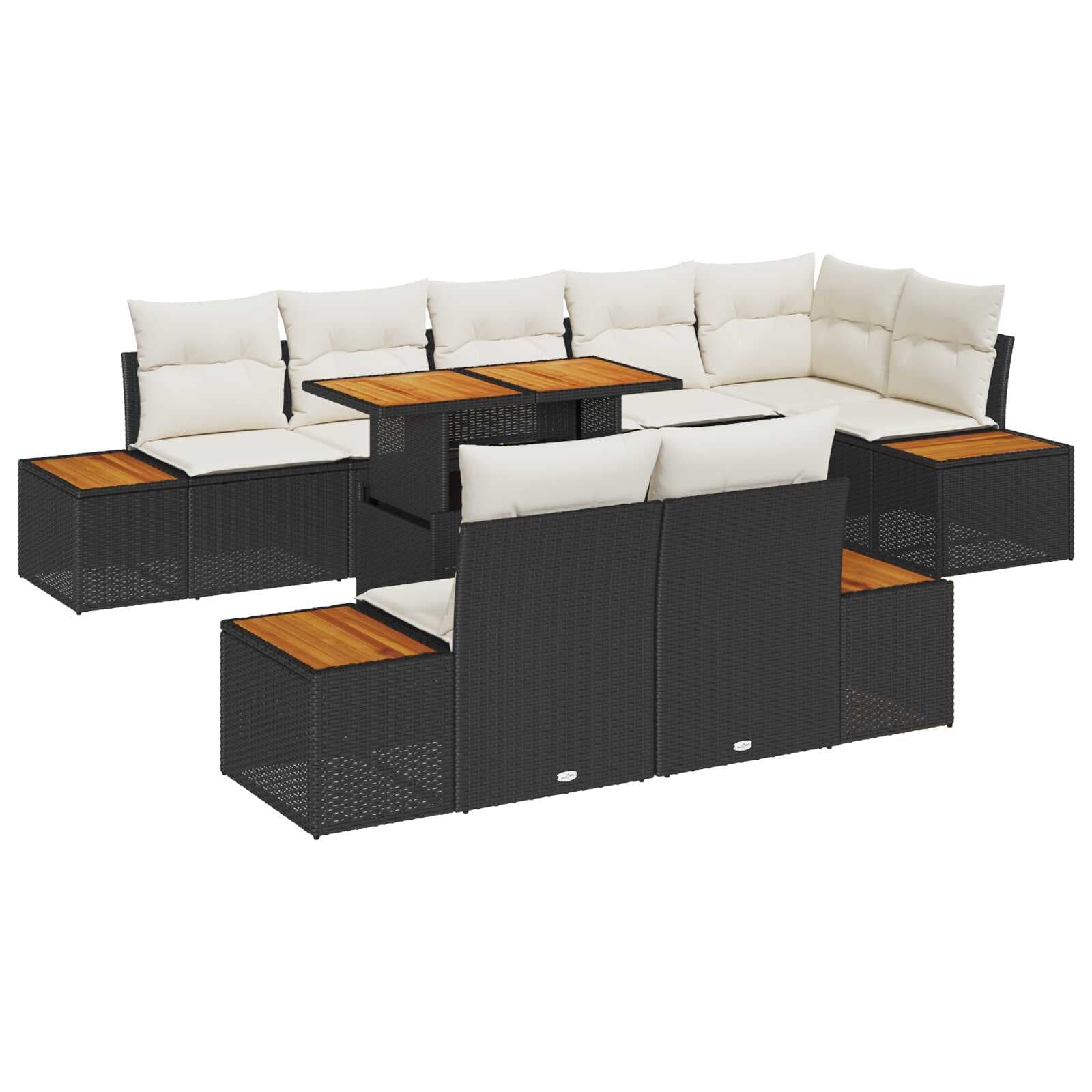 vidaXL Conjunto de Sofá de Jardim 9 Peças Preto Rattan Sintético - 650937959