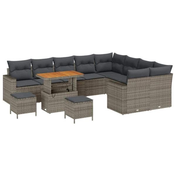 vidaXL Conjunto de Sofá de Jardim 12 Peças Cinzeto Vime Pe - 2502850100