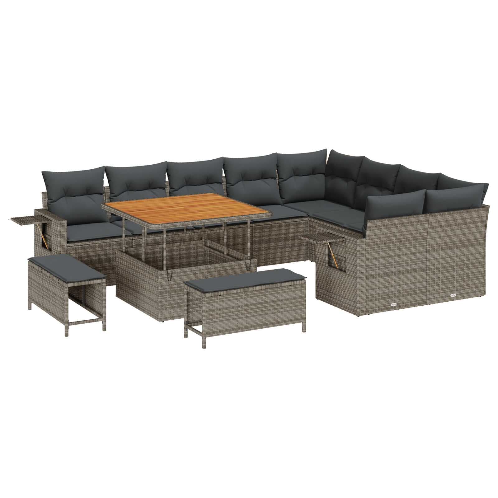 vidaXL Conjunto de Sofá de Jardim 12 pcs Cinzeto vime PE