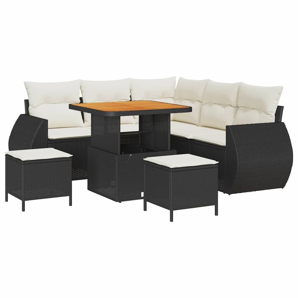vidaXL Conjunto de Sofá de Jardim 8 Peças Preto Vime Pe - 2740826510