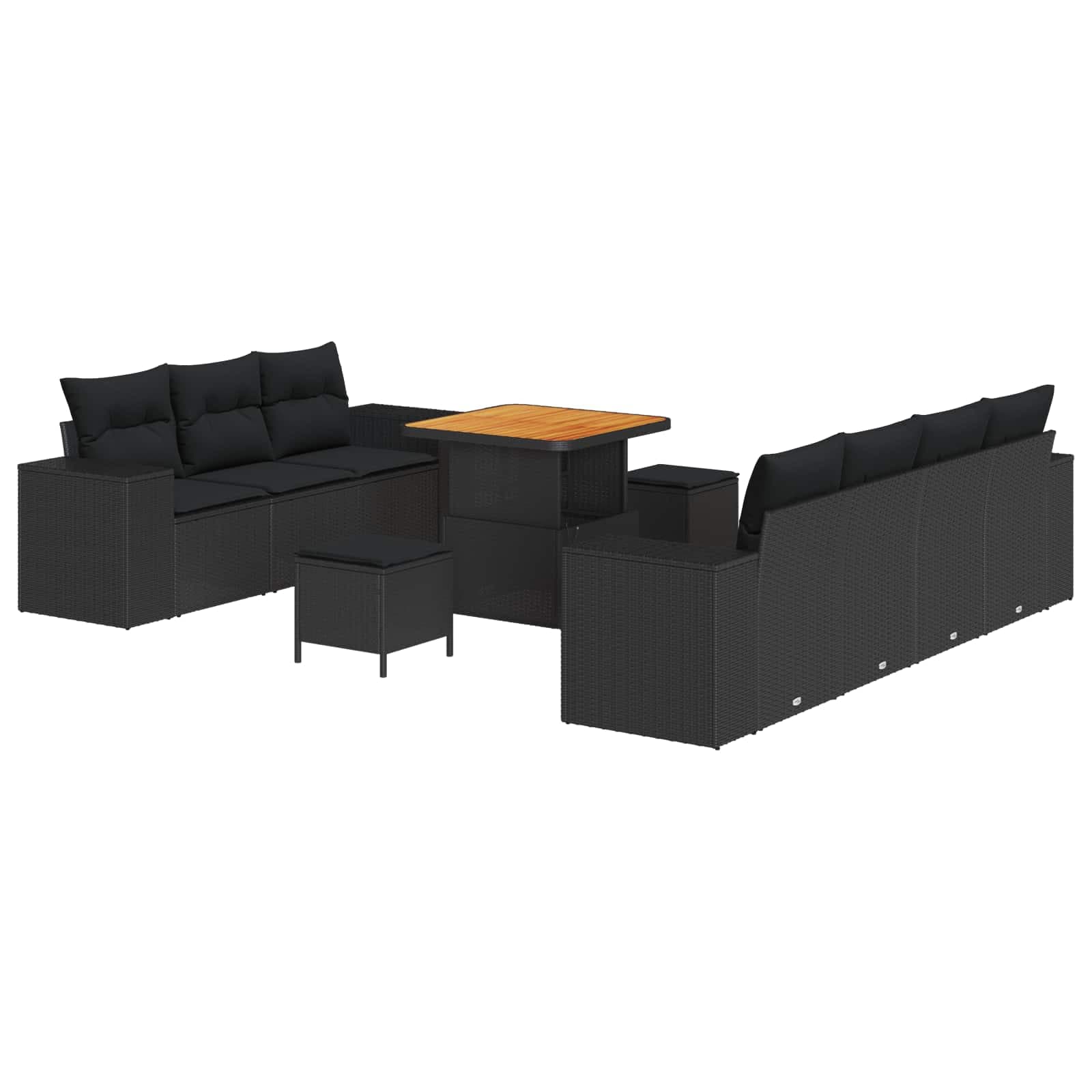 vidaXL Conjunto de Sofá de Jardim 10 pcs Preto Rattan de Polipropileno