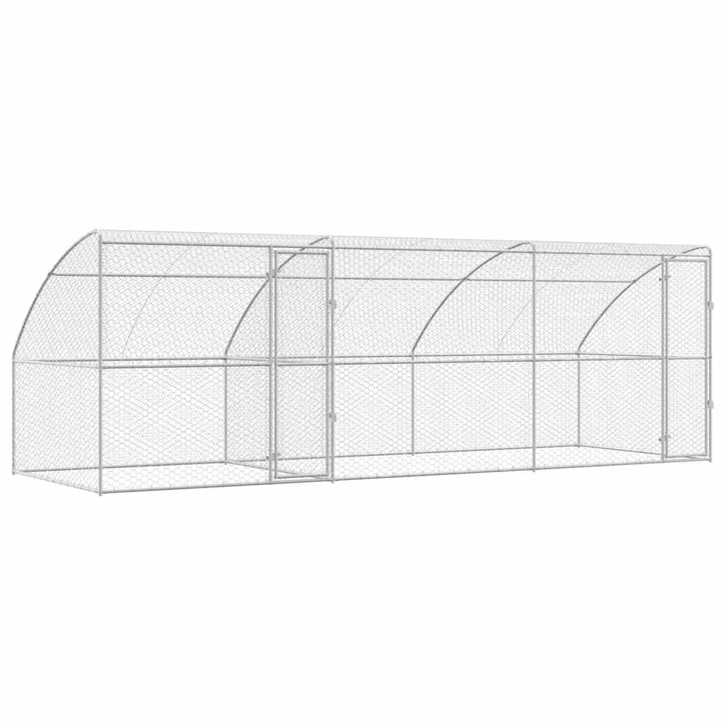 vidaXL Canil de Cachorro 3 pcs Prateado 6 x 2 x 2 m Aço galvanizado