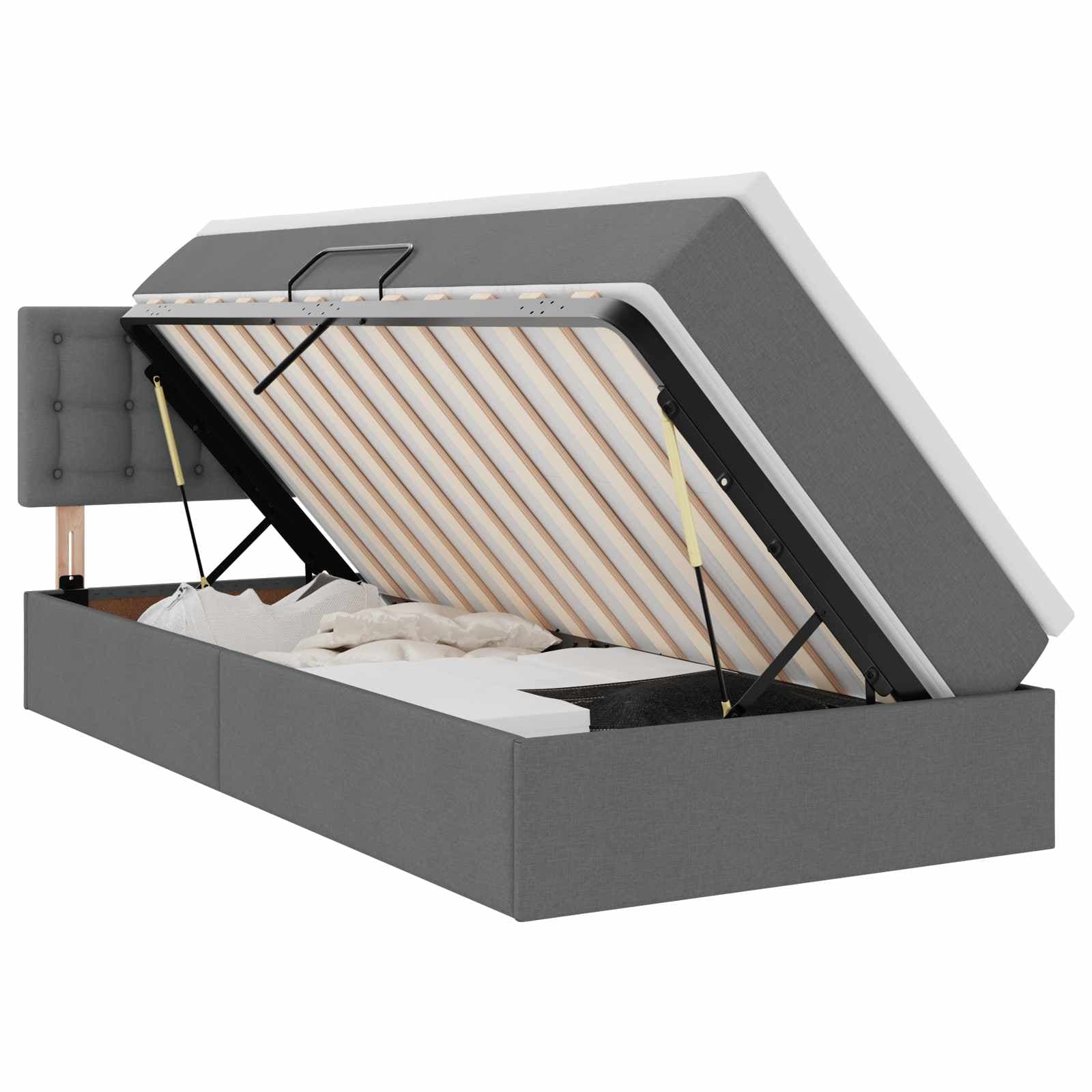 vidaXL Cama com arrumação e colchão Cinza Escuro 90 x 190 cm