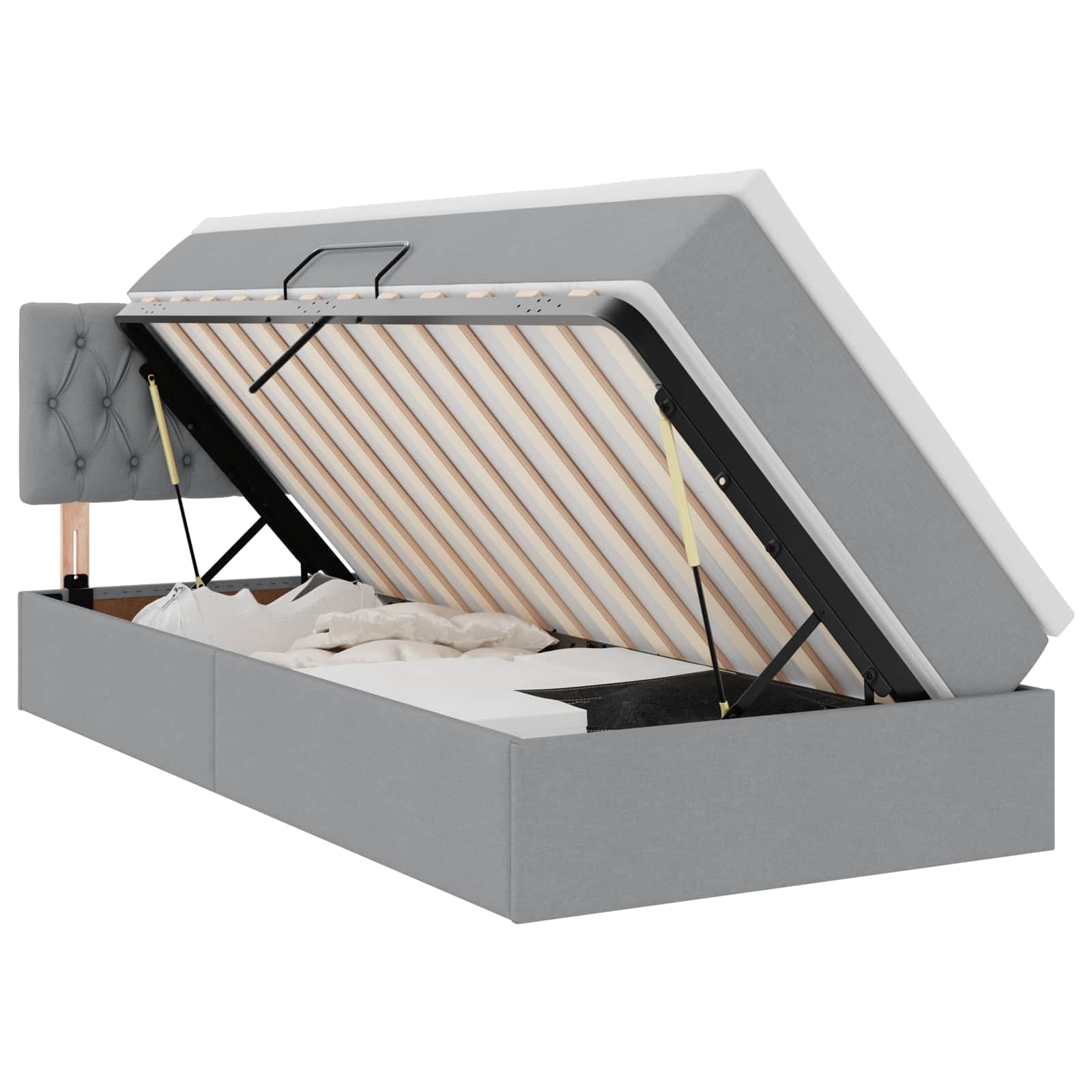vidaXL Cama de Armazenamento LED com Colchão Cinzento-claro